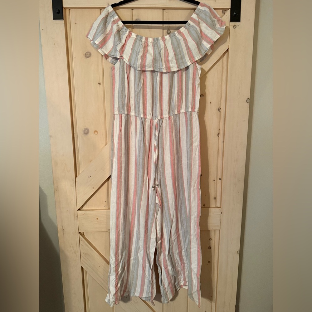 Chloe + Renee Striped Jumpsuit Size Large